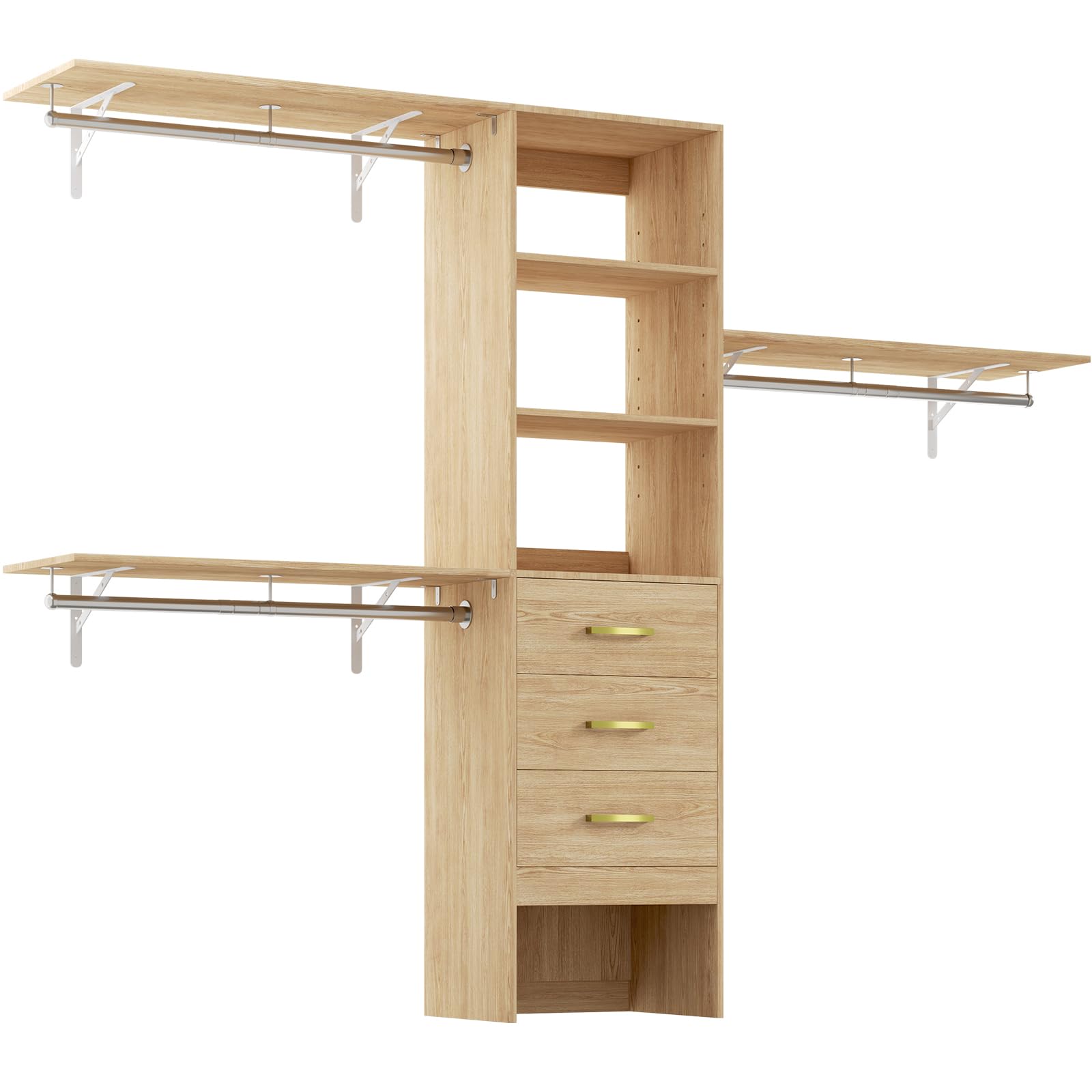 Photo 1 of MODCART Built-in Closet Organizer System with Drawers and Shelves, 8ft Closets Systems for Walk-in Wardrobe Organization, 96inch Customizable Organizers and Storage, Wall Mounted Design