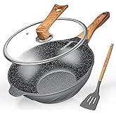 ITSMILLERS Nonstick Wok and Stir Fry Pan 12.5 inch with Spatula, Die-cast Aluminum Scratch Resistant Healthy Wok with Free-standing Lid