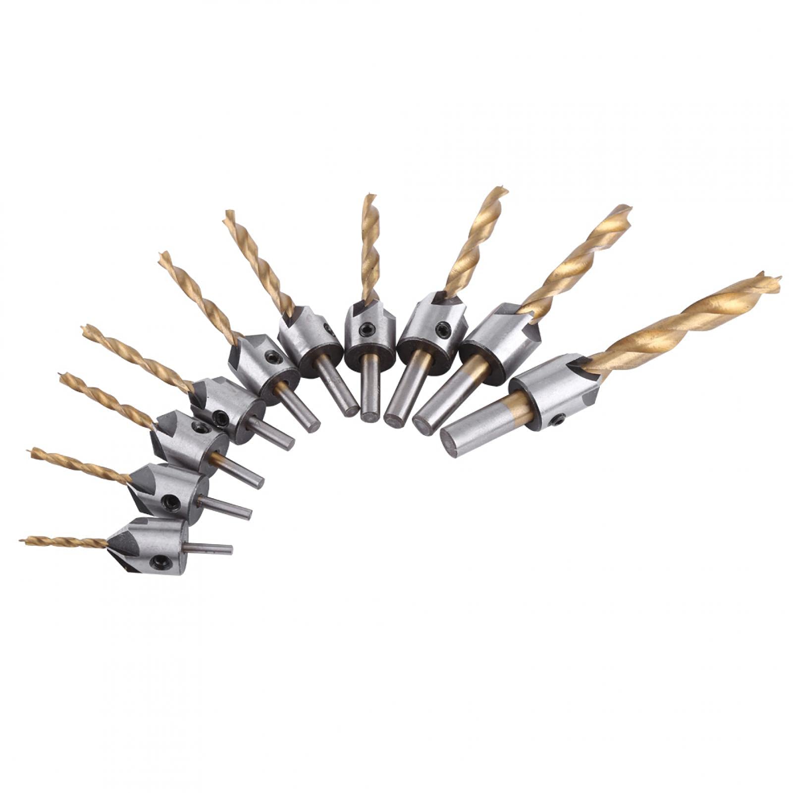 Countersink Drill Bit Set, Akozon Wood Countersink Drill Bit Steel Countersink Drill Bit Carpentry Woodworking Boring Tool Round Shank With L-Wrench Hex Key(Single 3.5mm + small spanner)