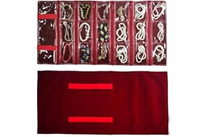 SCIKHEFT Travel Jewelry Roll Bag Portable Organizer Pouch With Grids&PVC Cover Storage Bags for Necklace, Bracelet, Bracelet,Ring, Badge, Pendant