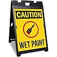 SmartSign 24 x 18 inch “Caution - Wet Paint” Two-Sided BabyBoss A-Frame Sign Kit, Plastic, Red, Black and Yellow (1 A-Frame + 2 Sign Panels), Made in USA
