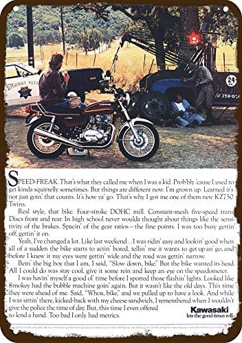 Amazon Com Yilooom 1976 Kawasaki Kz750 Motorcycle Vintage Look Replica Metal Sign 7 X 10 Cop Speed Freak Home Kitchen