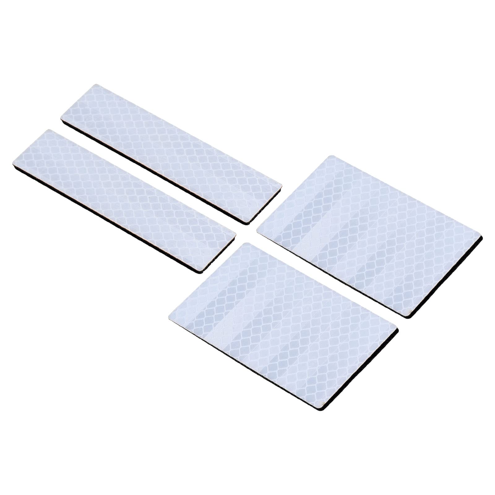 PATIKIL Reflective Patch 1x4 2x3, 4 Pcs Hook and Loop Fastener Safety Appliques for Night Sportsperson Worker Hiker, White