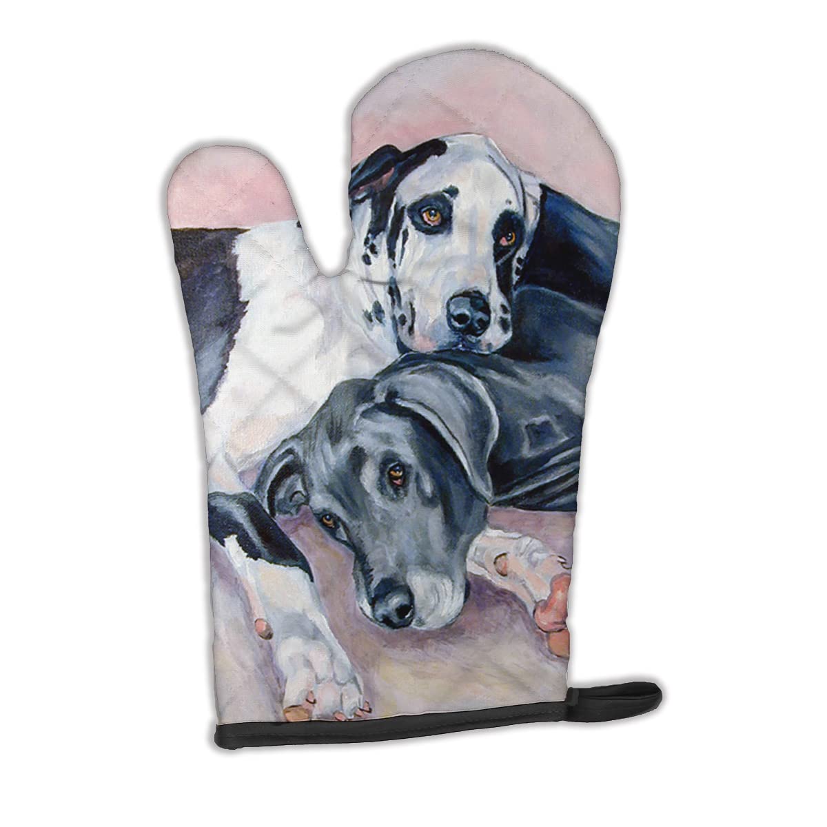 Caroline's Treasures Black and Harlequin Dane Oven Mitt 7164OVMT, Fabric, Multicolor