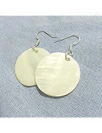 Blanca Natural Mar Shell Plata Drop Dangle Earrings Mujer Chica Regalo Playa Joyas