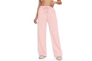 M MOTEEPI Women Sweatpants Wide Leg 30" Lounge Sweat Pants Casual Baggy Trousers with Elastic Waist Straight Leg