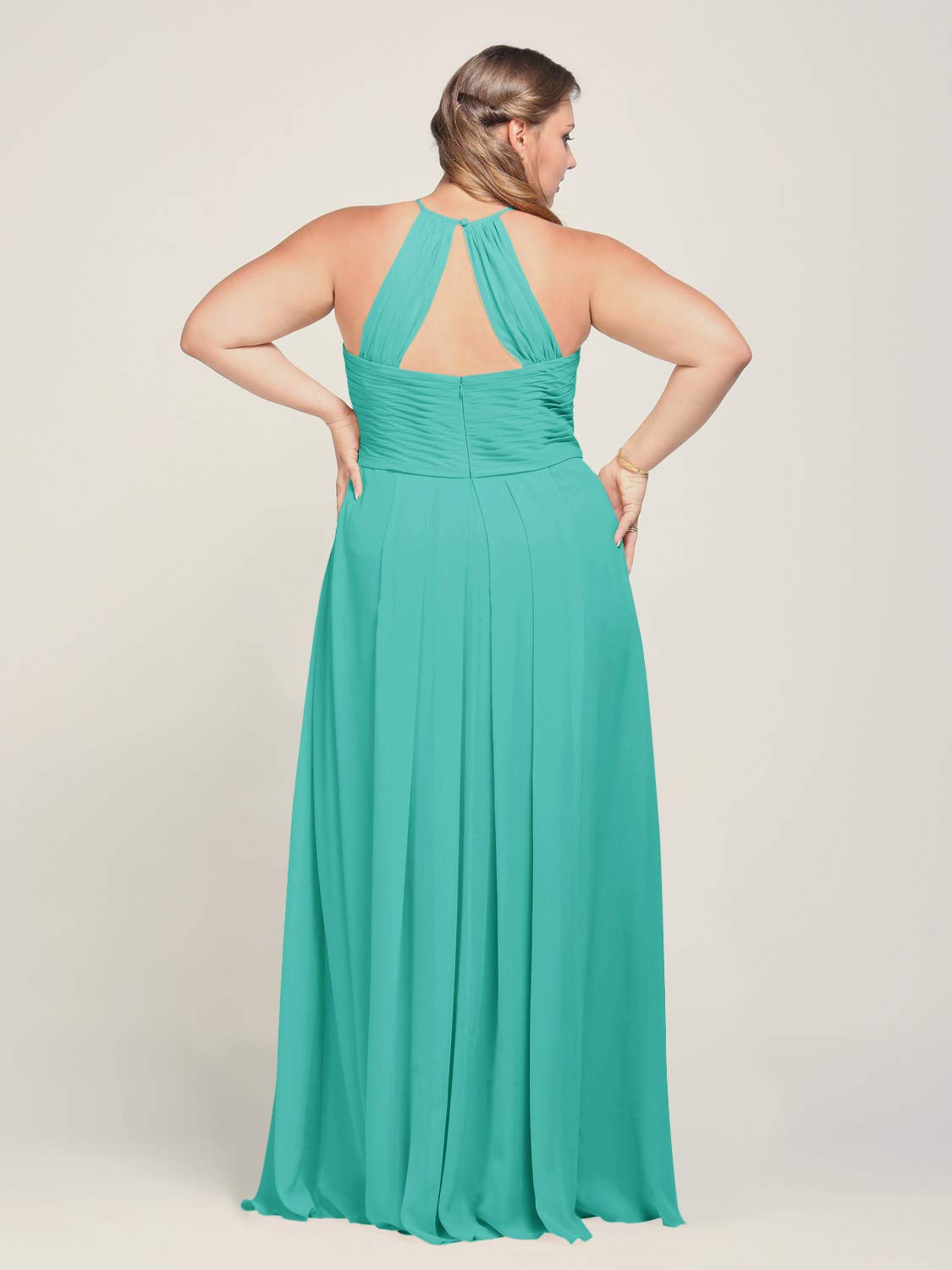 AW BRIDAL Women's Halter Chiffon Bridesmaid Dress Plus Size Long Formal