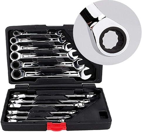 Ocamo - Juego de 12 Llaves fijas y Flexibles de trinquete (8-19 mm): Amazon.es: Hogar