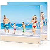 HOUSE DAY Acrylic Picture Frames 8x10, Lightweight Magnetic 8x10 Picture Frame for Wall and FreeStanding Desktop Display Clear 8 x 10 Photo Frame with Microfiber Cloth Nails 8x 10 Photo Frame for Gift (2 Pack)