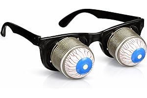 Vaulted Skulls & Co Drooping Eye Glasses | Droopy Spring Eyes Specs | Slinky Eyes Glasses | Halloween Droopy Eyes | Funny Sunglasses with Drooping Eyeballs | Small/Medium Size