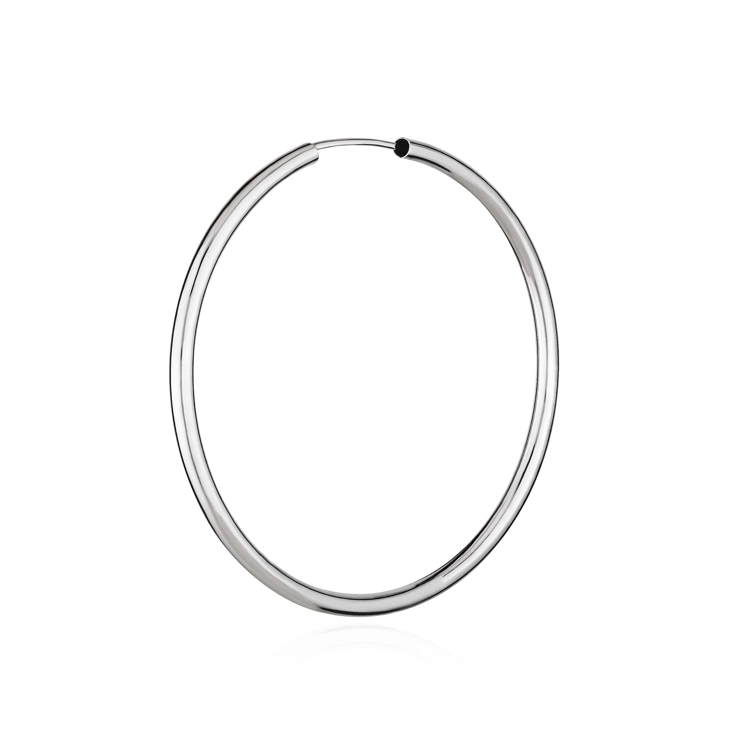 NKlaus single gold white gold creole earrings earrings 1,9mm round gold earring 40mm 9046