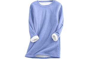 TWRWX Fleece Sweatshirts for Women Warm Sherpa Lined Sweatshirts Crewneck Winter Sweatshirt Pullover Loungewear Tunic Tops