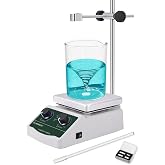 LABHOUSE LHS-2 Magnetic Stirrer Hot Plate, 300&deg;C/572&deg;F, 2000RPM, 2L | Plate surface temp up to 300&deg;C, PTFE stir bars &amp; recycler, support stand, variable speed, for lab heating &amp; mixing