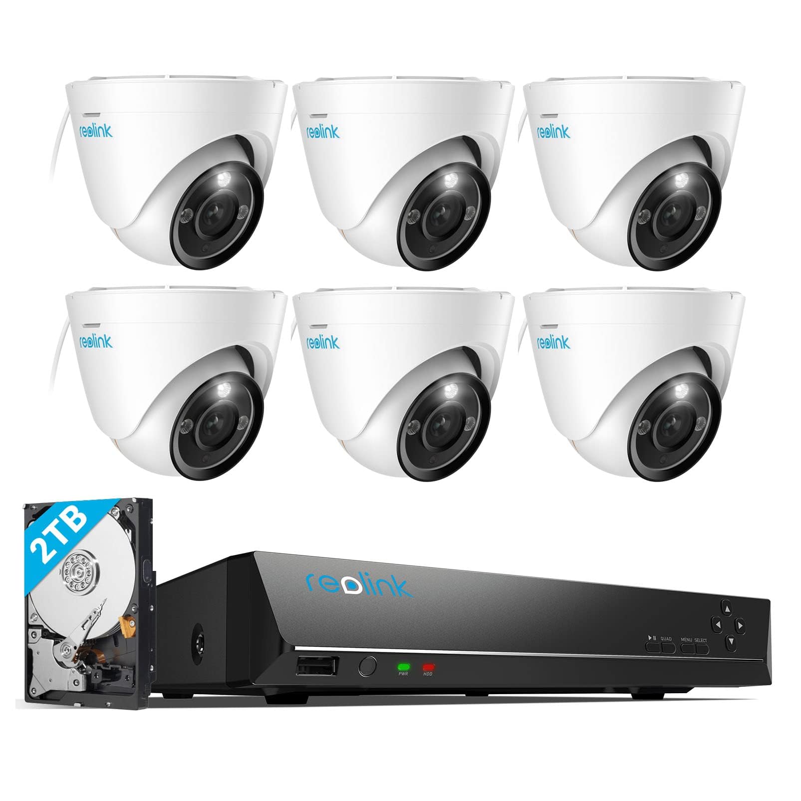 4K 8CH PoE Security Camera System, 6X RLC-833A PoE IP Cameras Bundle with RLN8-410 NVR 8 Channel Pre-Installed 2TB HDD, Motion Spotlights, 3X Optical Zoom, Two Way Talk, Smart Detection