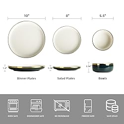 Pokini Reactive Glaze Dinnerware Sets, 12 Piece