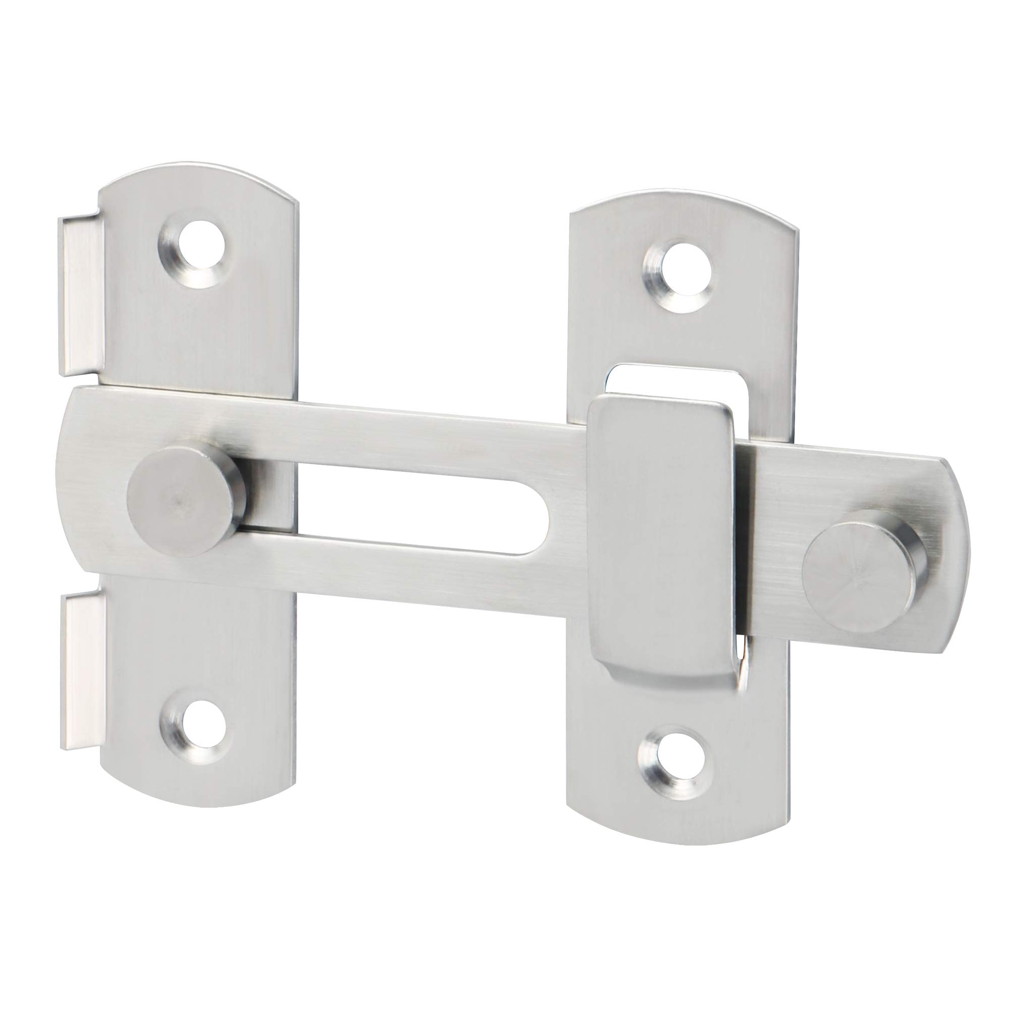 Sayayo Gate Lock Door Latch 180° Small Gate Bolt Sliding Door Lock for Wooden Gates Internal Door Garden, Stainless Steel Brushed Nickel, 2MM Thickness