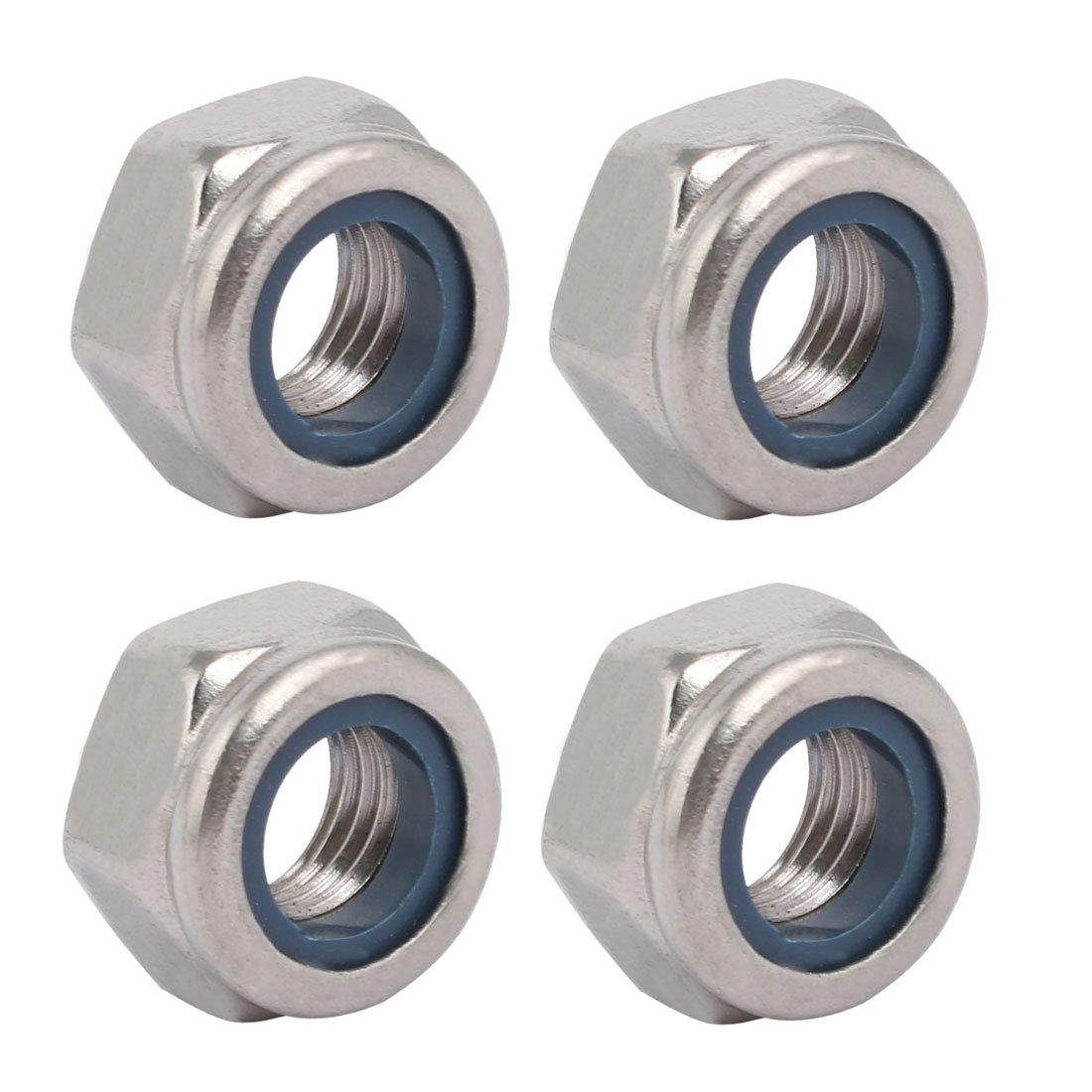Sourcingmap 4pcs M10 x 1.25mm Pitch Metric Fine Thread 304 Stainless Steel Hex Lock Nuts