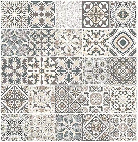 DIY Self-Adhesive Tile Stickers, Easy Peel and Stick Wall Stairs Riser Decals Backsplash for Kitchen/Bathroom/Living Room, 7.87" x 39.3" x 5Pcs