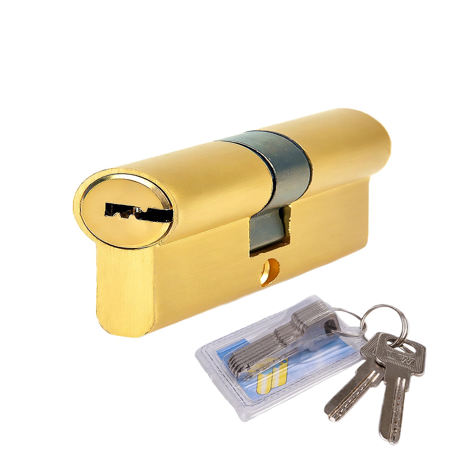 Euro Brass Cylinder, Locking Cylinder with 5 Main Keys+2 Temporary Keys+1 Protection Keys, Copper Cylinder Lock 40/40 (80 mm) (40/40)
