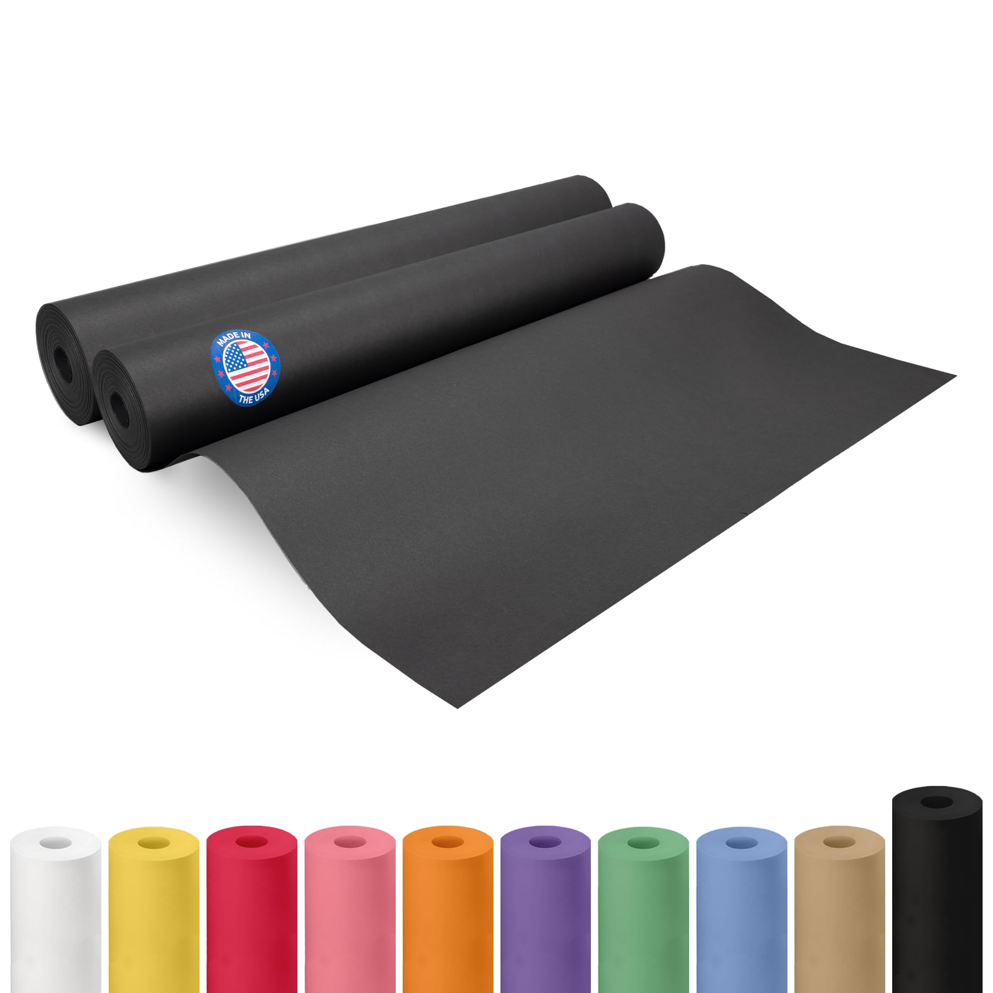 Black Kraft Paper Roll 24" x 2160" (180 feet), Pack of 2 - USA-Made Quality Black Paper 50lb Thickness for Packing, Shipping & Crafts/Arts - 100% Recyclable Natural Wrap Material by IDL Packaging Image