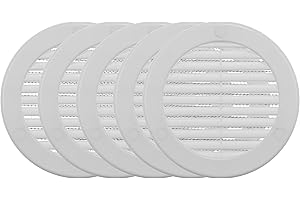 Vent Systems 4" Inch (Opening Dimensions) - Pack of 5 - White Soffit Vent Cover - Plastic Round Air Vent Grille - Built-in Me