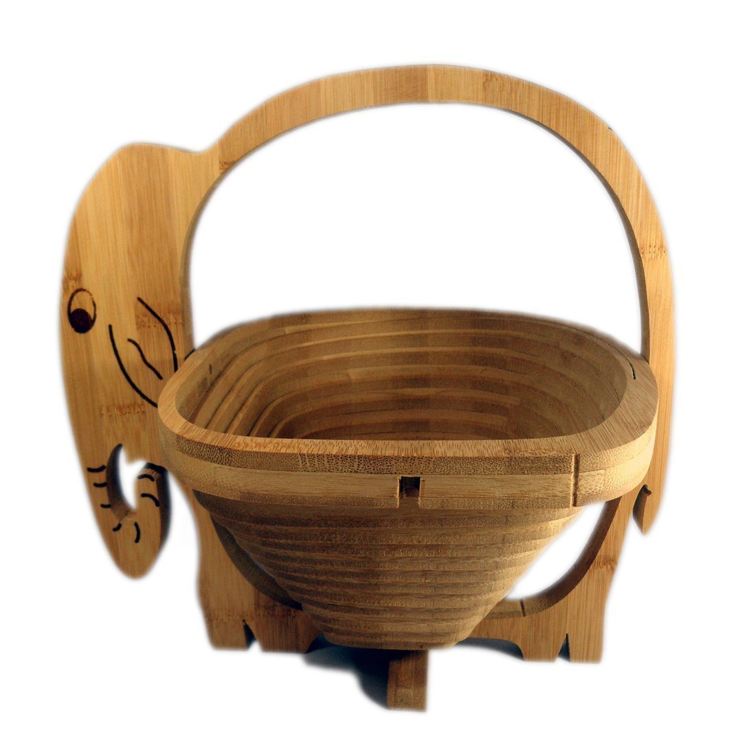 Foldable Wood Fruit Basket Elephant,Vegetable Basket Bowl