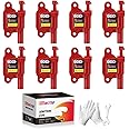 FIREMOTOO Pack of 8 Ignition Coil Pack Compatible with Cadillac Chevy GMC Pontiac G8 Grand Prix Tahoe Yukon Silverado Impala Trailblazer Avalanche 5.3L 6.0L ‎UF413 12570616 H6T55271ZC C1511 D510C Red