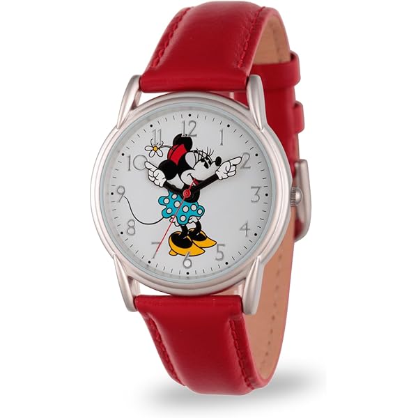 Disney old time Mickey Mouse watch Roman numerals hands red leather Amazon.com: Disney Mickey Mouse Kids Analog Watch with Time  main image 4