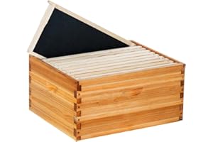 beeknows 10 Frame Deep Brood Beehive Box Wax Coated Bee Hives Includes Beehive Frames and Waxed Foundations (Unassembled)