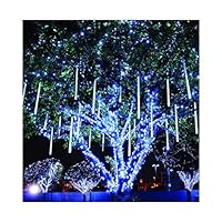 Hide on bush Waterproof Meteor Shower Lights,Falling Rain Lights,Christmas Lights 30cm 2 Tube 36LEDs, Falling Rain Drop Icicle String Lights for Christmas Tree Decoration Holiday Party Wedding (Blue)