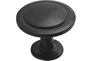 Lifemaster 6pcs 1-1/4" Kitchen Cabinet Knobs, Rust-Proof Matte Black Finish, Modern Design, Strong Zinc Alloy, Easy Installation