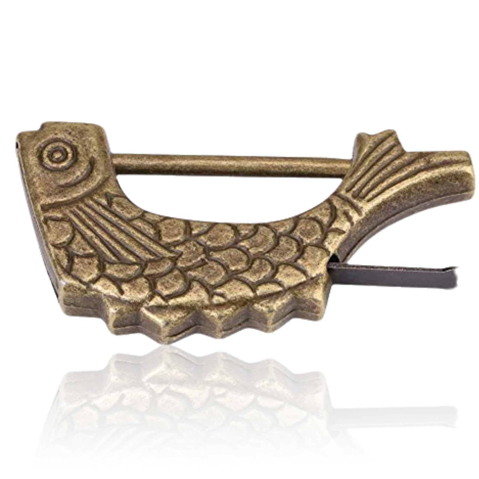 Metal Fish Shaped Lock, Vintage Padlock, Antique Bronze Fish Shape Vintage Lock, Old Chinese Padlock with Key, Retro Padlock, Decorative Padlock for Drawer Jewelry Box