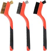 Tomoyuki 3-Piece Wire Brush Set; Brass, Stainless, Nylon – Wood, Metal Cleaning