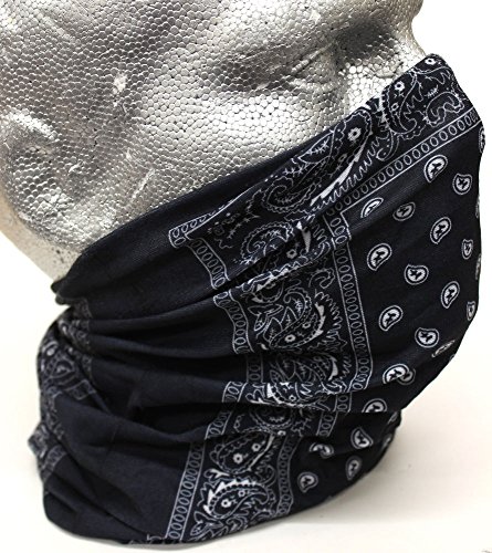 Seamless Tube Black Paisley Warmer Gaiter Skull Flame Face Mask Motorcycle Biker