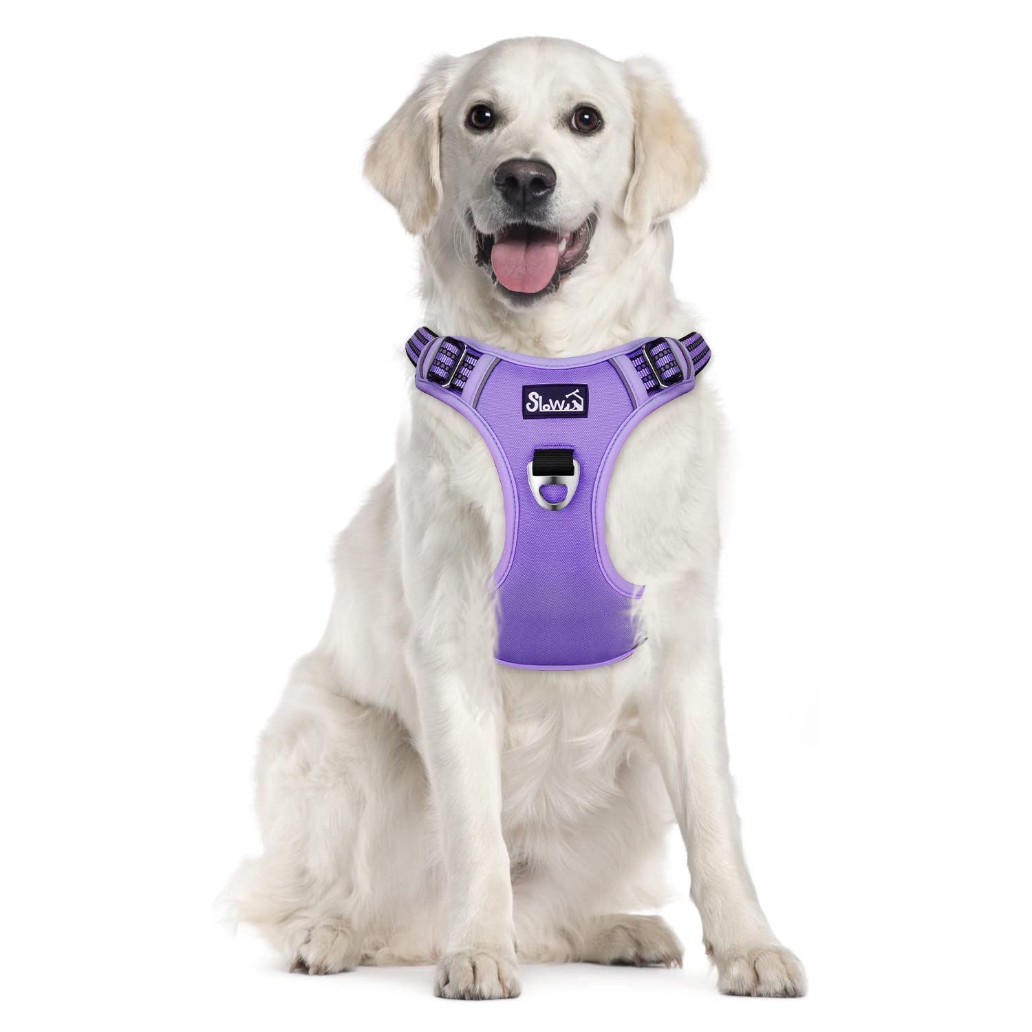 Eyein Dog Harness Large Dog, Anti Pull Adjustable Heavy Duty Pet Vest Harness with 2 Clips, Easy Control Escape Proof Puppy Harness with Soft Padded Handle Reflective for Outdoor Training Walking, L