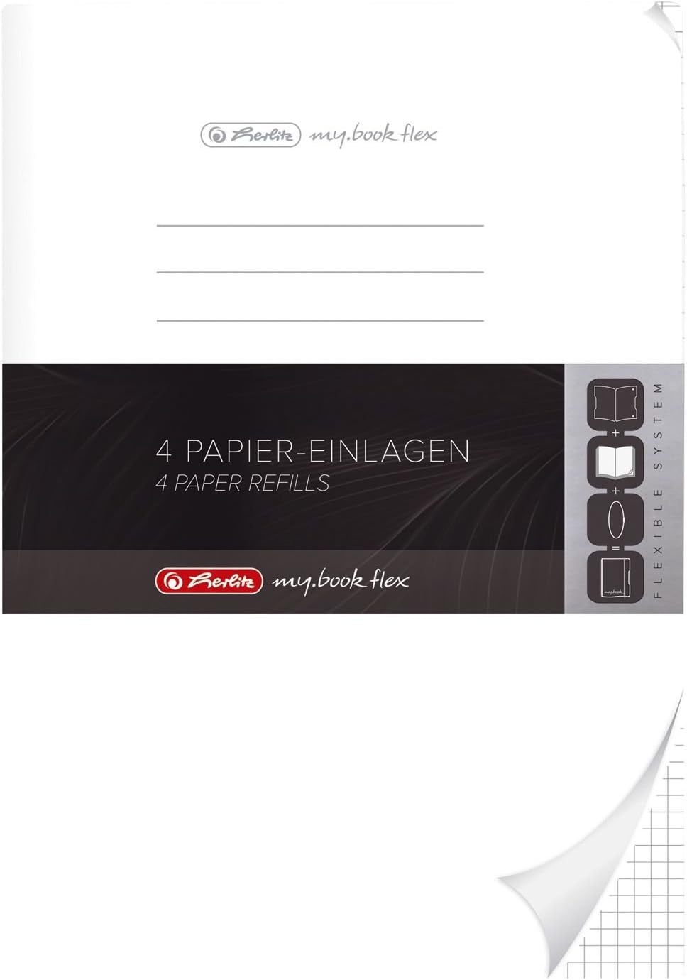 Herlitz A4 11404712 Refill for my.book flex Line Style 28 (squared with 2 Margins, Pack of 4 (4 x 40 Sheets