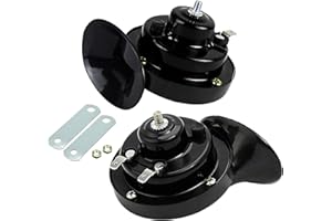yonwait 2PCS 300DB Super Loud Train Horn, Mini Size&Big Sound, Car Air Electric Snail Double Horn, 12V Waterproof Air Horn Replacement Kit, Automotive Accessories Universal for Car, Motorcycle #Black