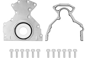 AUTOBABA Engine Rear Main Seal Cover Kit with Gasket & Bolt Compatible with Cadillac Escalade, GMC Yukon Sierra, Chevy Suburban Silverado Tahoe Express 4.8 5.3 6.0 6.2L Replace# 635-518 12633579 12639250