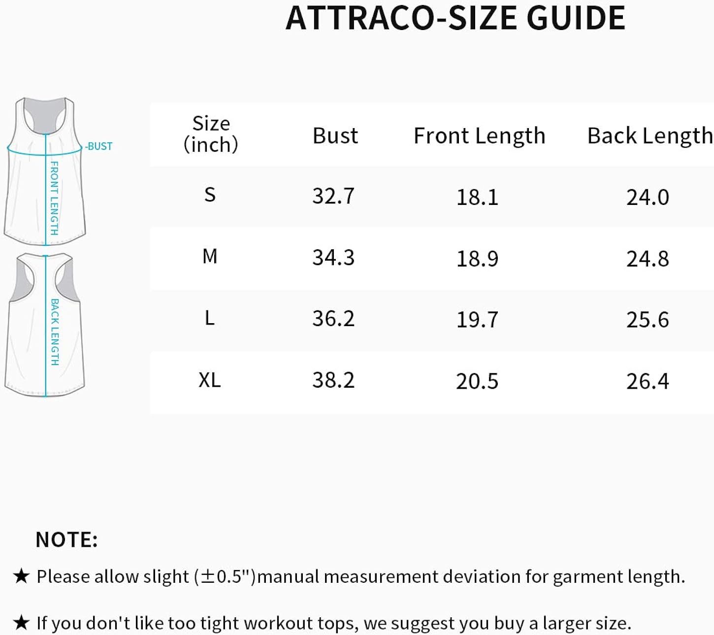 ATTRACO Racerback Tank Tops Scoop Neck Running Training Tanks Moisture Wicking: Clothing