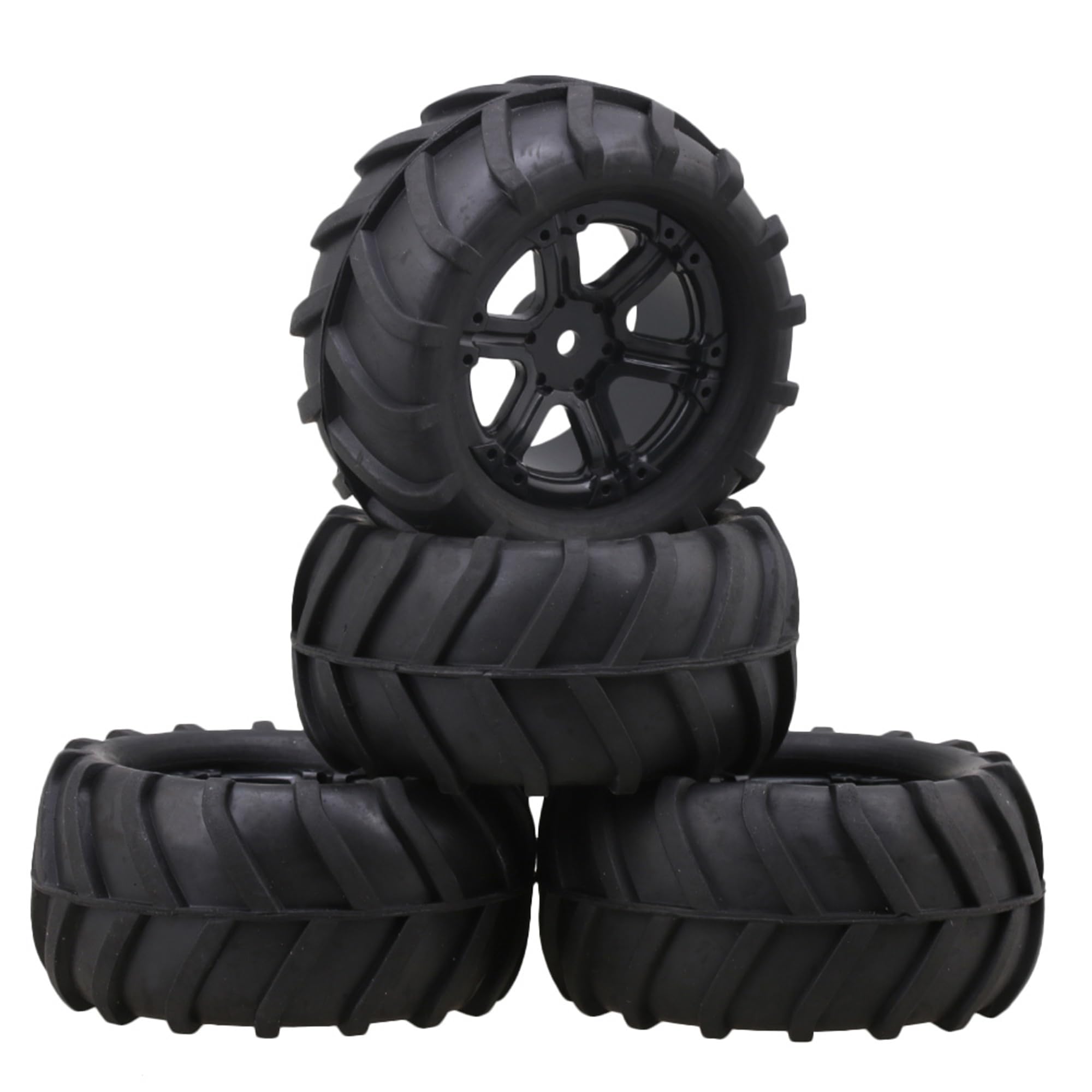 Photo 1 of lovermusic 4PCS 1/16 RC Crawler Truck Off Roader Rubber Tires and Rims, 3.35x1.65inch Rock Climbing Tires