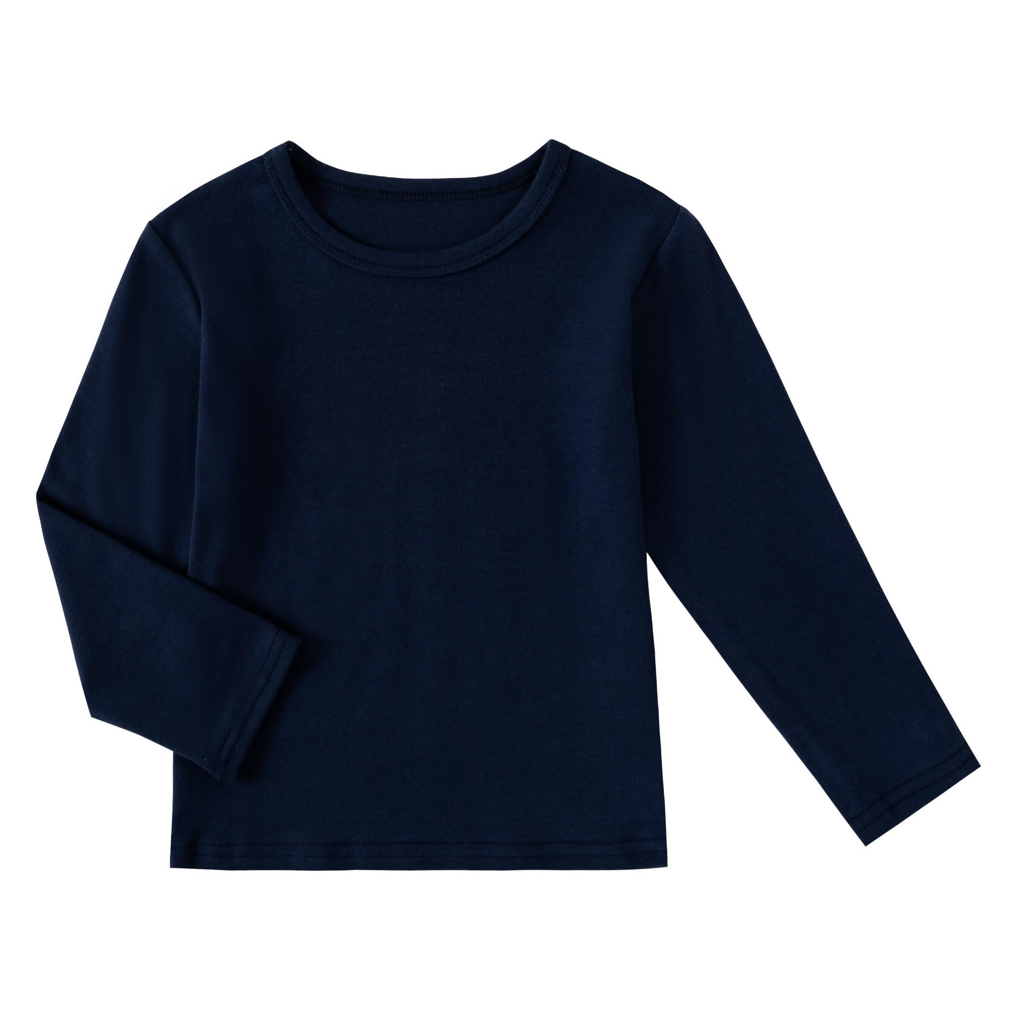 Photo 1 of Little Boys Girls Long Sleeve T-Shirts Kids Soft Cotton Basic Layering Tee Tops Undershirts (Navy,5Years)