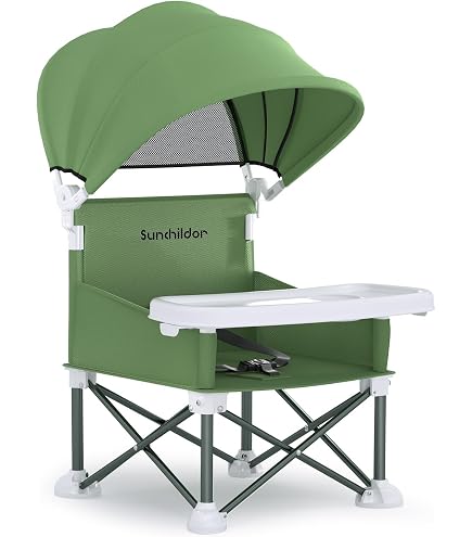 Silla Plegable Portátil Para Bebé Con Bandeja – Asiento Elevador De Viaje Para Comer, Acampar O Playa – Marco De Aluminio, Seguro Y Compacto