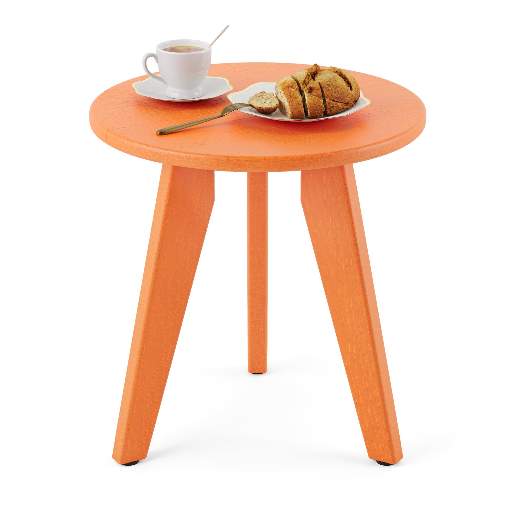 Photo 1 of Homenjoy Outdoor Side Table, HDPE Outdoor Table, Small Round Side Table Weather-Resistant, Outdoor Side Tables for Patio, Porch, Deck, End Table for Plant Stand, Living Room, Bedroom, Orange