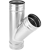 QWORK 4" Duct Splitter, Metal T Shape Joint Duct Connector 3 Way Hose Adapter/Splitter for Exhaust Fans, Dryer Vent Covers, a
