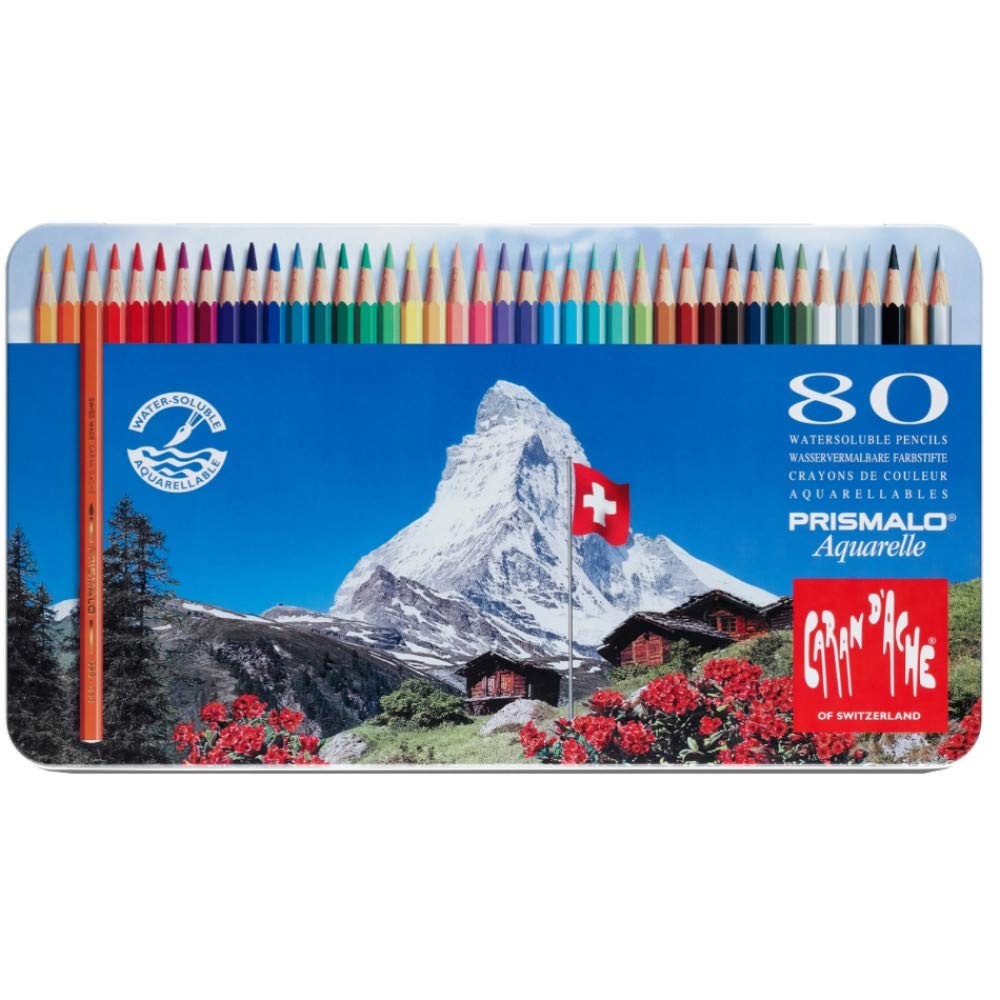 Caran Dache Metal tin with 80 Assorted Colours