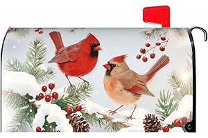 AYTIPUN Winter Cardinal Bird Large Mailbox Covers Magnetic Oversized Christmas Snow Scene Holiday Mailbox Wraps Seasonal Outdoor Decorative Letter Box Cases for Home Garden Outside Decor, 25.5 x 21 Inch