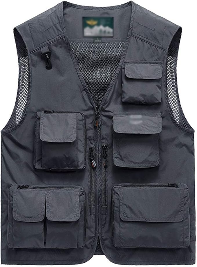 LIEOAGB Men's Outdoor Gilets Body Warmers Outdoor Fishing Vest Multi Pocket Sleeveless