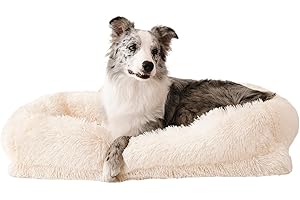 WELLYELO Large Dog Bed Cat Bed Fluffy Plush Dog Crate Beds for Large Dogs Anti-Slip Pet Bed Dog Crate Pad Sleeping Mat Machine Washable (Large, White)