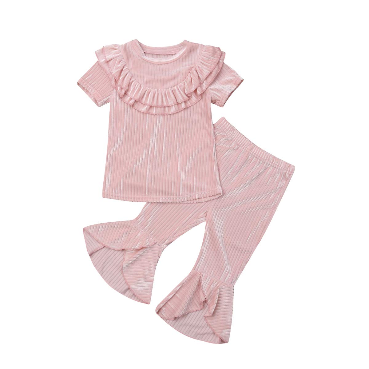 Buy Fanvereka Toddler Baby Girls Velvet Clothes Ruffle Long Sleeve Outfit Pants Set Autumn Winter Costumes 2pcs Pink Short 6 12 Months At Amazon In