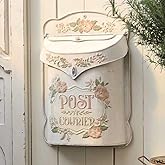 BIG FORTUNE Wall Mount Mailbox for House Outside Vintage Metal Door Mailbox | Antique Style Nostalgic Charm Home Decor Garden Vintage English Cottage Decor Flower Patter